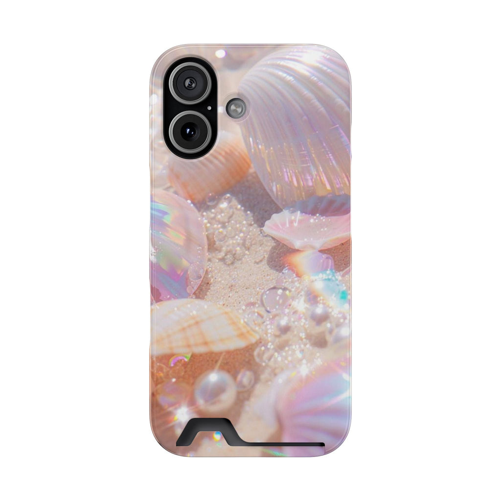 Iridescent Seashell Phone Case with Card Holder
