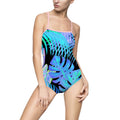 Tropical Blue Monstera One-Piece Swimsuit