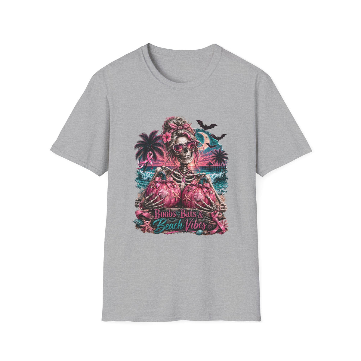 "Boobs, Bats & Beach Vibes" Graphic T-Shirt