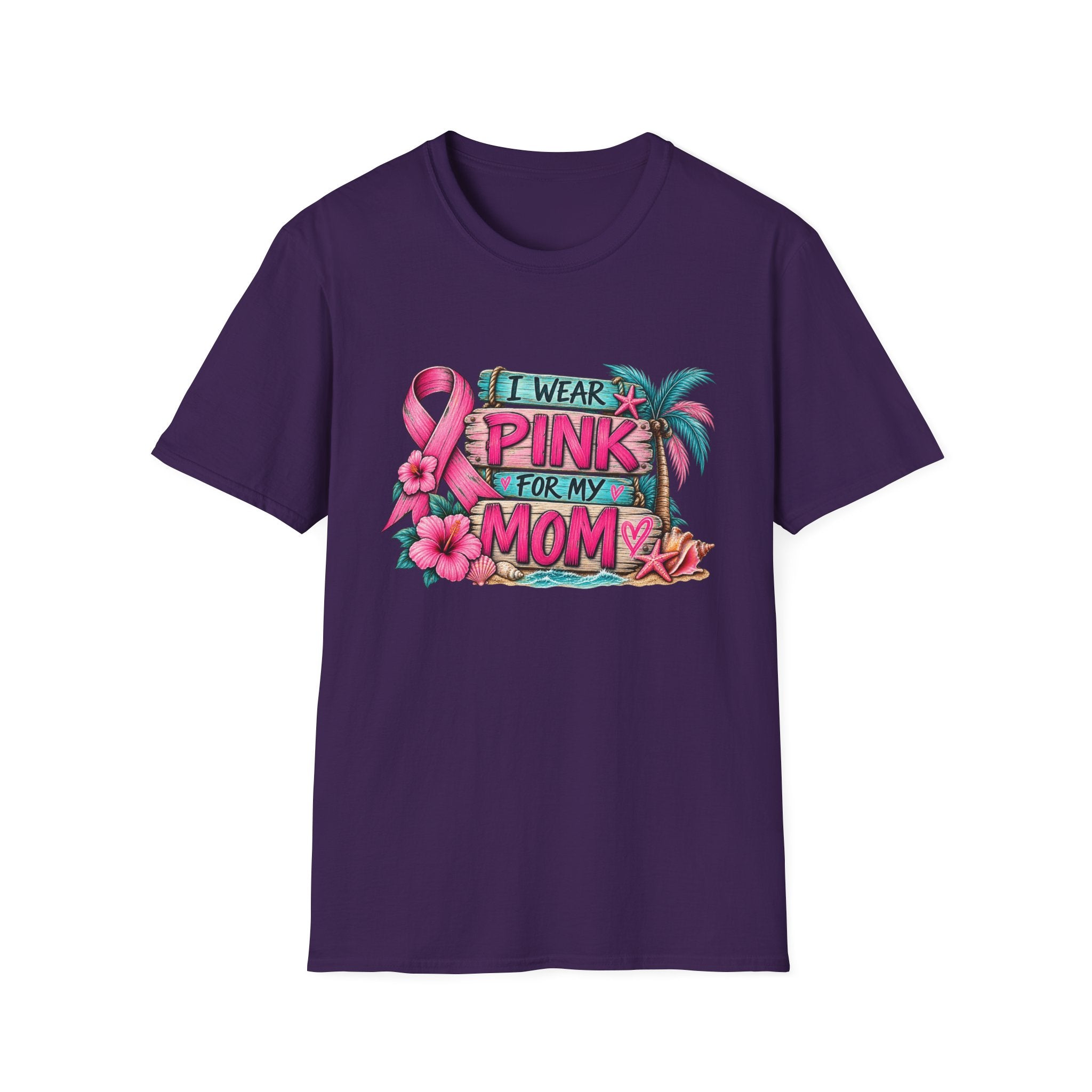 "I Wear Pink For My Mom" Hibiscus Graphic T-Shirt