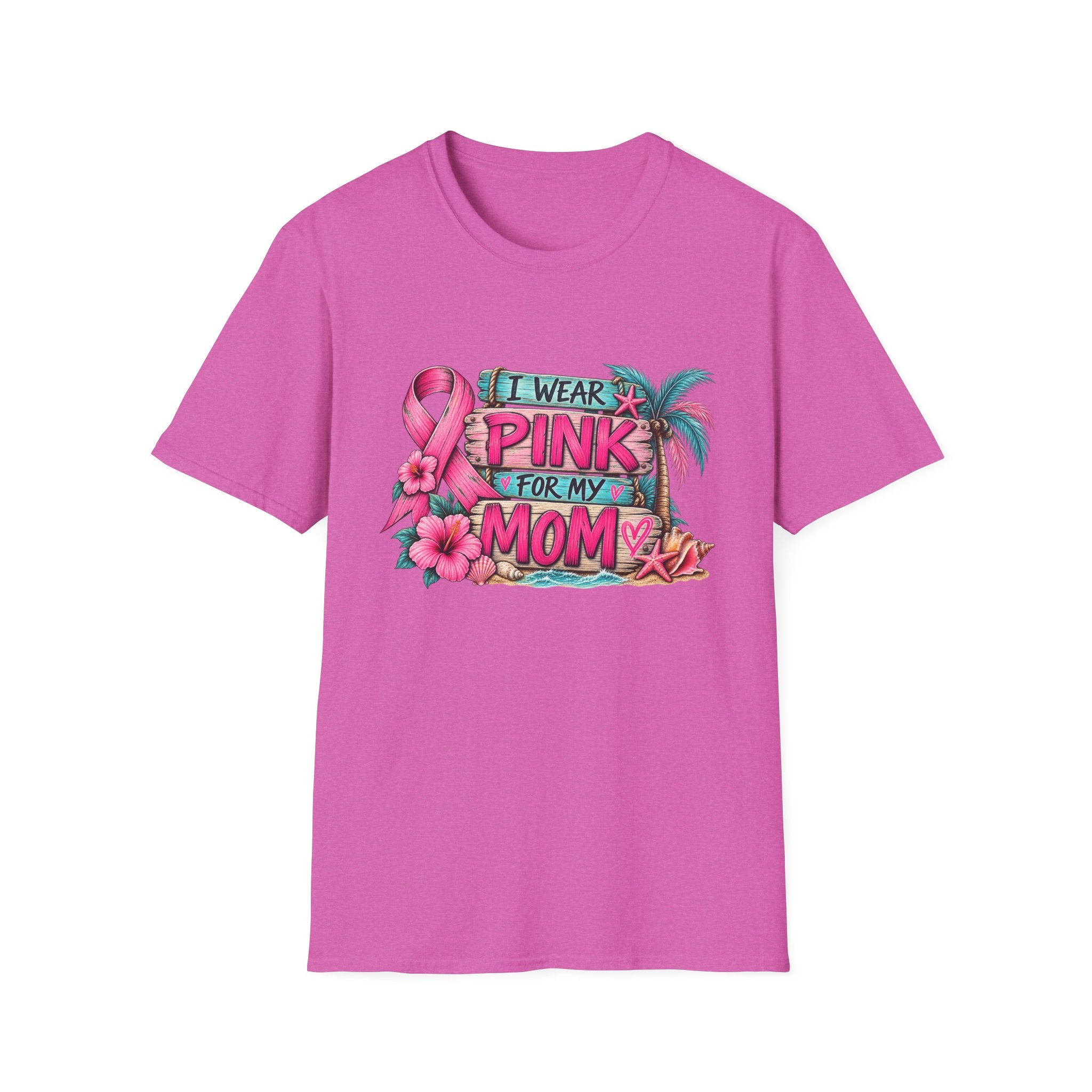 "I Wear Pink For My Mom" Hibiscus Graphic T-Shirt