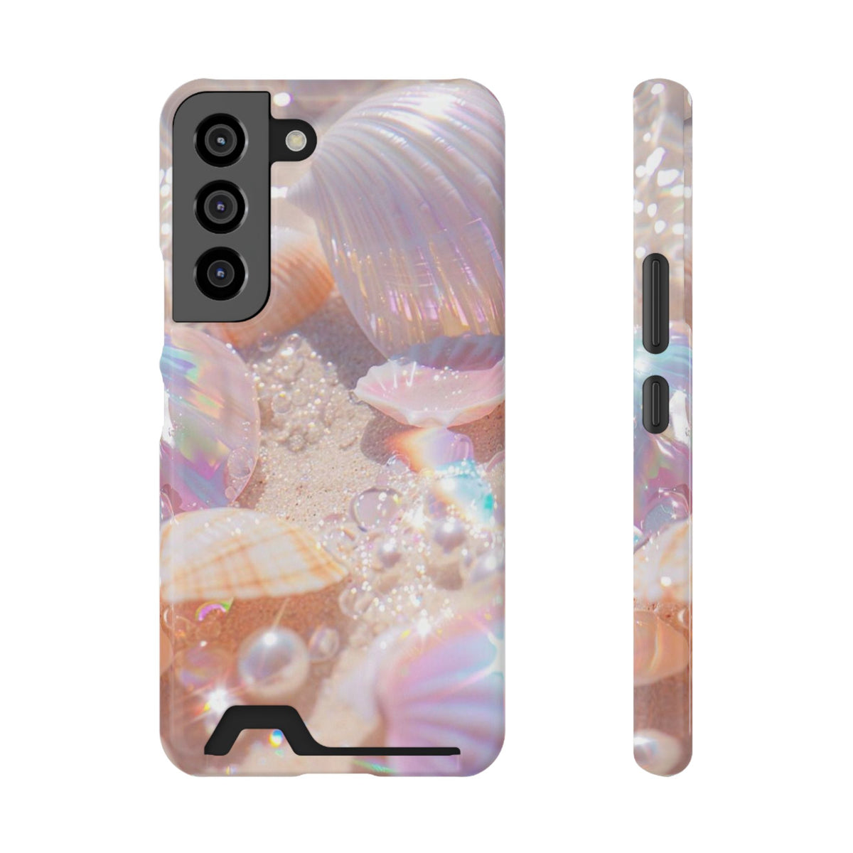 Iridescent Seashell Phone Case with Card Holder