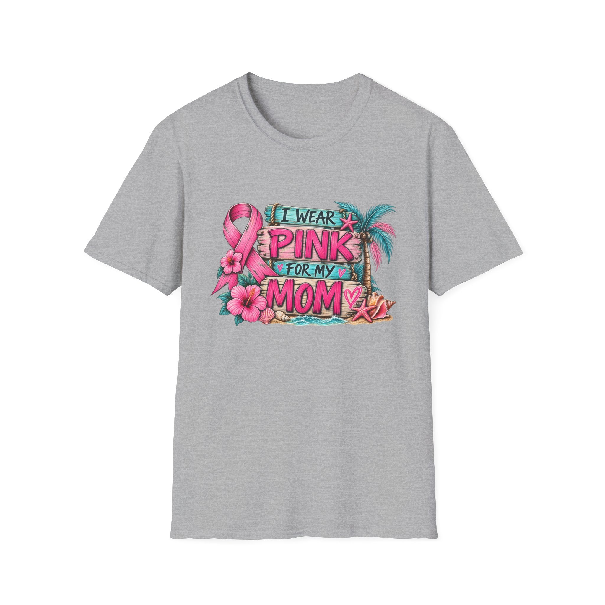 "I Wear Pink For My Mom" Hibiscus Graphic T-Shirt