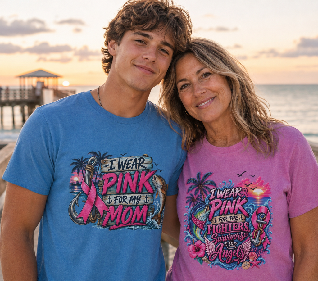"I Wear Pink For My Mom" Redfish Graphic T-Shirt