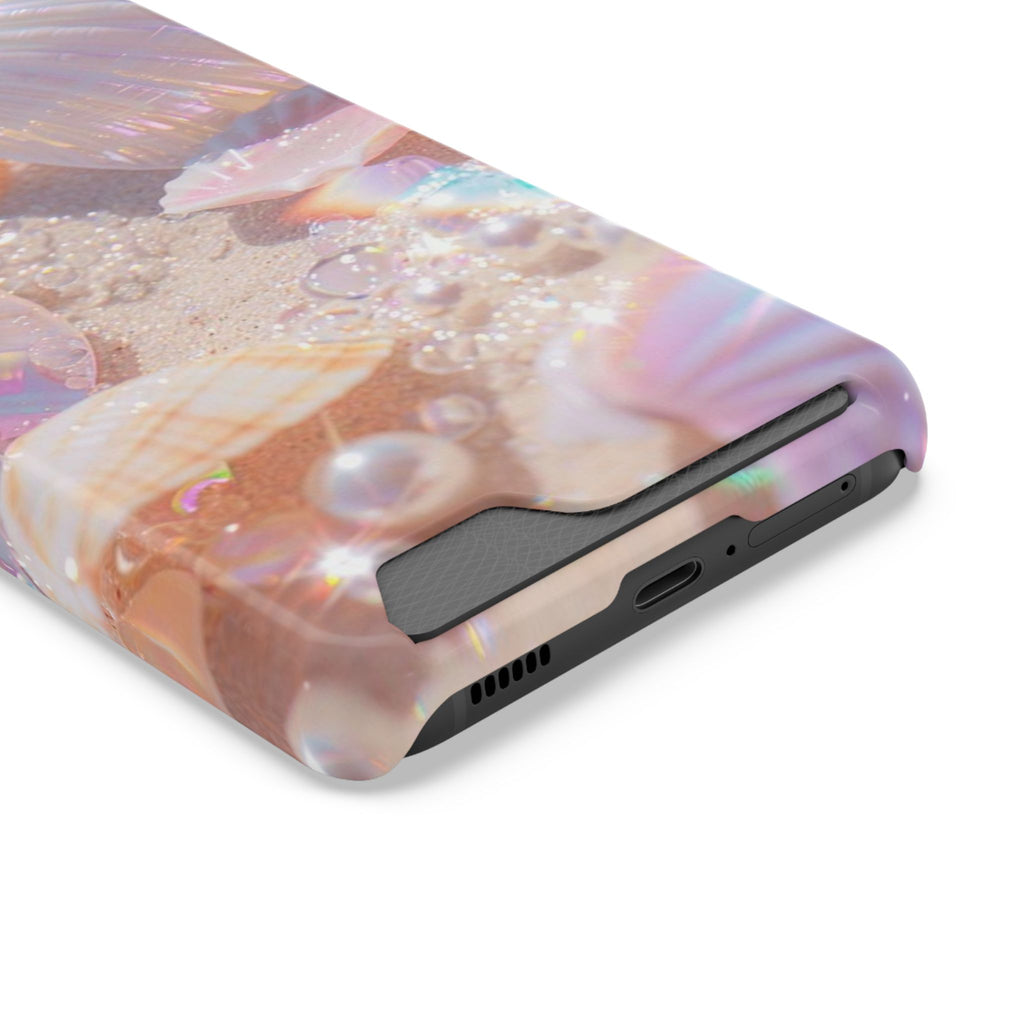 Iridescent Seashell Phone Case with Card Holder