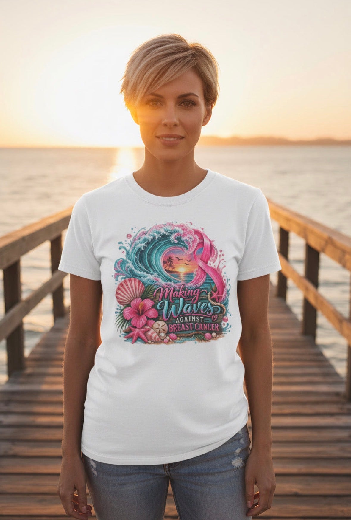 "Making Waves Against Breast Cancer" Graphic T-Shirt