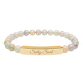 Engraved Natural Stone Stretch Bar Bracelet — Personalized Healing Gem Beaded Bracelet